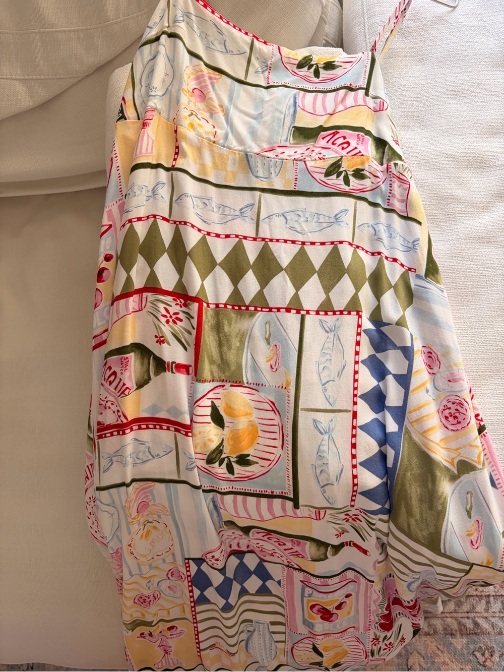 Sleeveless Patchwork Print Cotton Dress in Multi